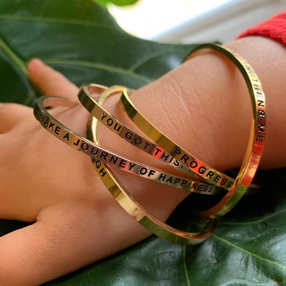 Fancy up with these Mantraff Mantra Cuff Stainless steel gold or rose plated